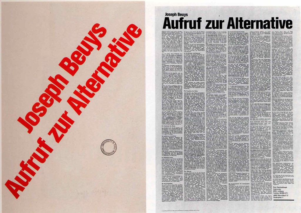 <span class="product-meta">Plakat, 1979</span> <br /><span class="product-artist">Joseph Beuys</span><span class="breadcrumb-separator">: </span> <br />Aufruf zur Alternative