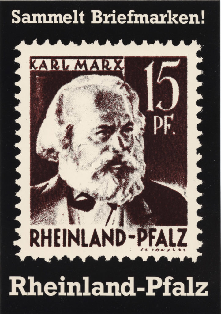 <span class="product-meta">Postkarte, 1982</span> <br /><span class="product-artist">Klaus Staeck</span><span class="breadcrumb-separator">: </span> <br />Sammelt Briefmarken I