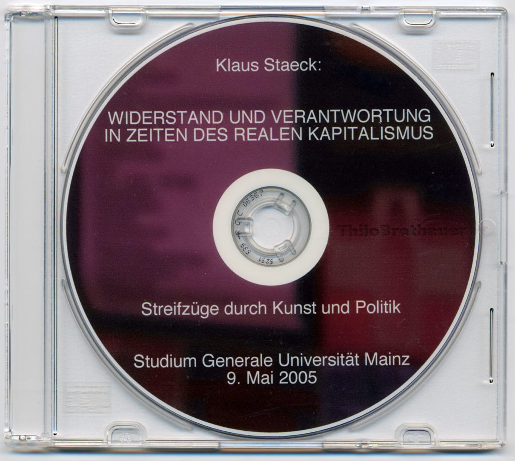 <span class="product-meta">Objekt, 2005</span> <br /><span class="product-artist">Klaus Staeck</span><span class="breadcrumb-separator">: </span> <br />WIDERSTAND UND VERANTWORTUNG DVD