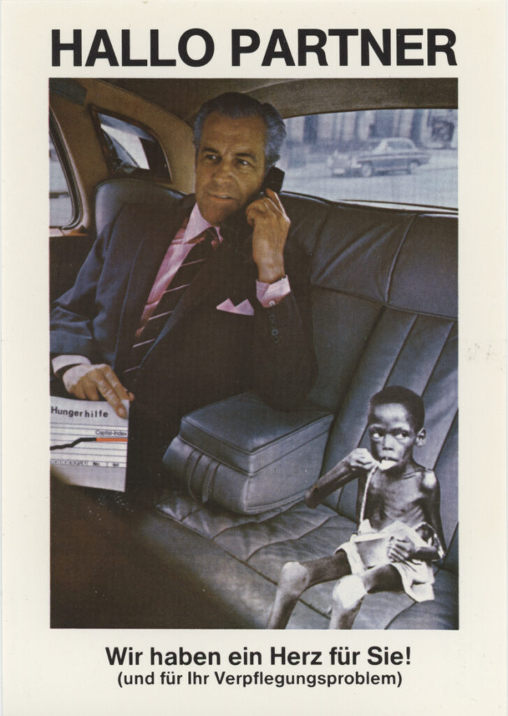 <span class="product-meta">Kunstpostkarte, Postkarte, 1977</span> <br /><span class="product-artist">Rolf Staeck</span><span class="breadcrumb-separator">: </span> <br />Hallo Partner